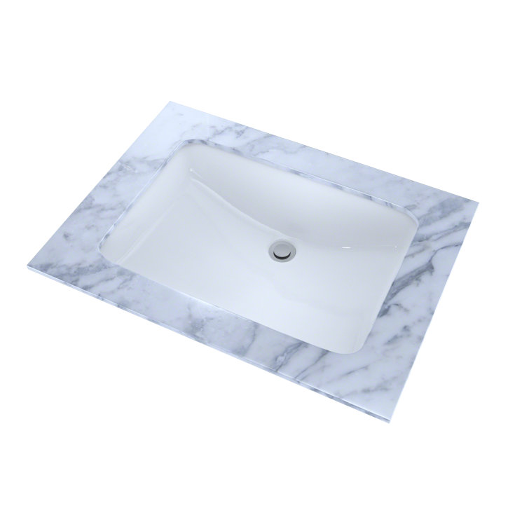 Vitreous China Rectangular Undermount Bathroom Sink with Overflow