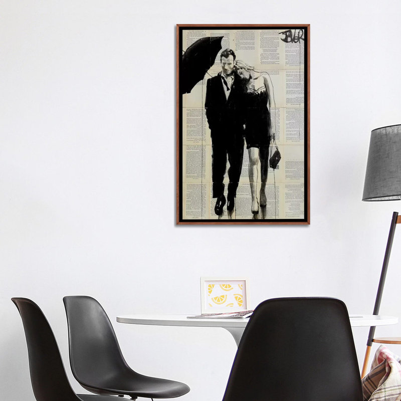 Impression d’art graphique, "each other" par Loui, Toile classique avec cadre brun, Pas de tapis