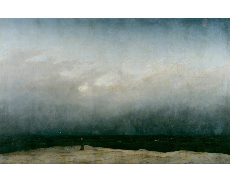 Frère capucin au bord de la mer, H 25 po x l 40 po
