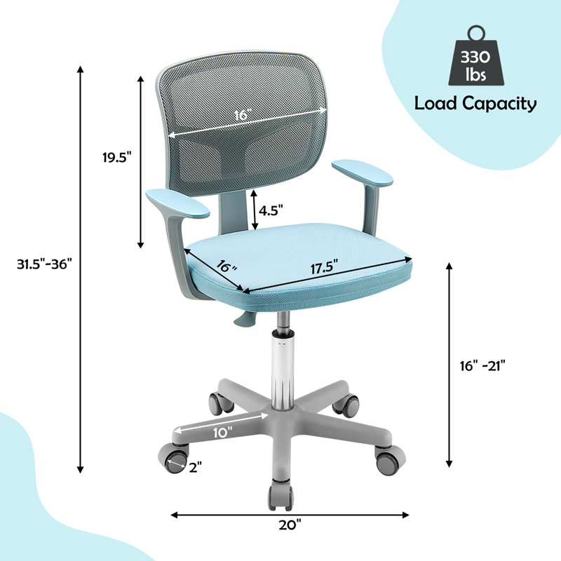 Chaise de bureau / activité pour enfants Kondo, Bleu