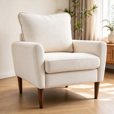 Chaise de salon, fauteuil avec coussins, pieds en bois massif, sièges confortables, facile à assembler, convient au salon et à la chambre à coucher.