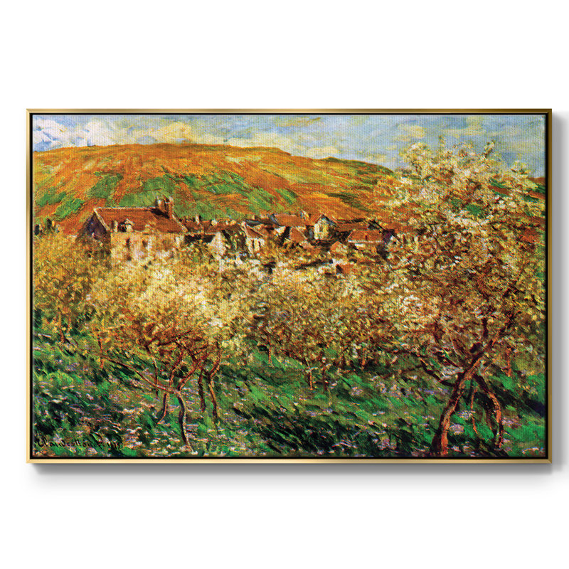Pommiers en fleurs, H 17 po x l 25 po x P 2 po, Or