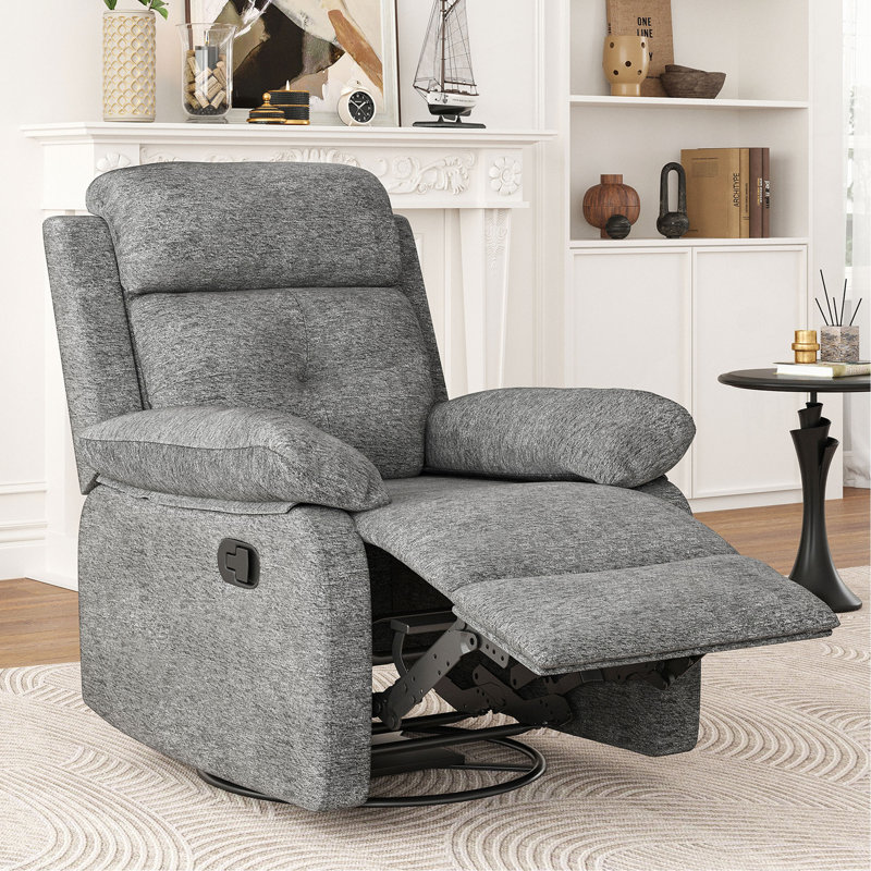 Small Rocker Swivel Recliner Chair For Adults Women For Small Spaces, Bedroom, Living Room, Stone Gray