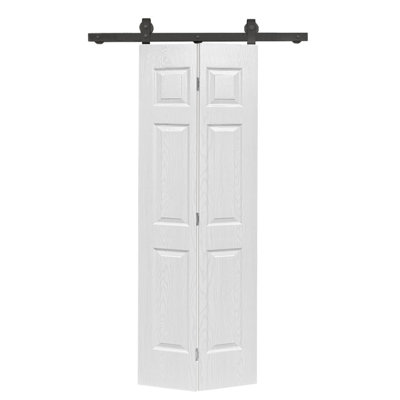 24 po X 84 po Porte pliante en panneau de fibres à densité moyenne à 6 panneaux en chêne blanc avec kit de quincaillerie