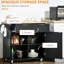Bureau de cuisine moderne à roulettes, noir avec plateau en bois d'hévéa et roulettes pour îlot de rangement de 41 po, pour l'espace organisé