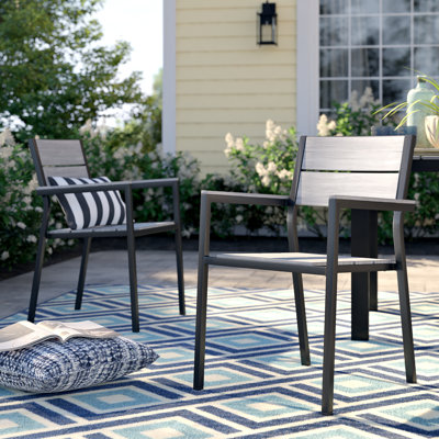 Chaises de patio d'extérieur en aluminium blanc et gris clair Maine par Modway