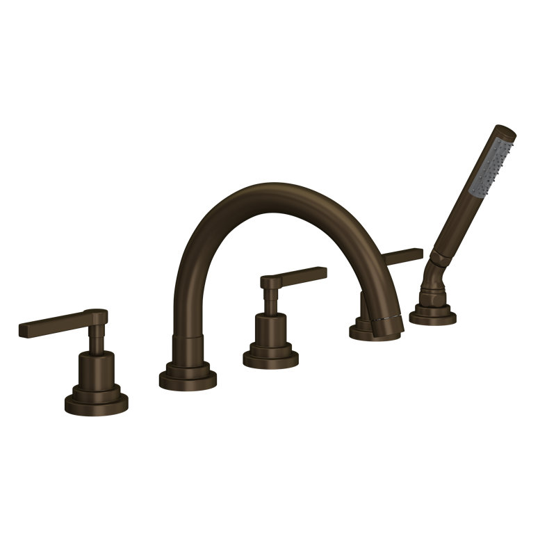 Lombardia® 5-Hole Deck Mount Roman Tub Faucet, Satin Nickel, Lever Handle