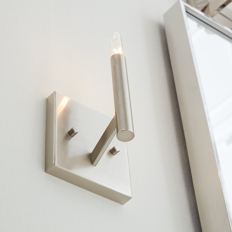 Dimmable Bath Sconce, No, Brushed Nickel - Chrome Inlay