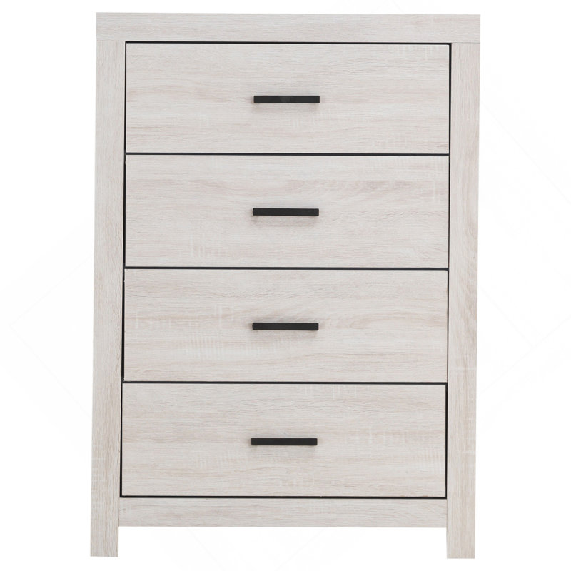 Commode rectangulaire 4 tiroirs Geary, Blanc