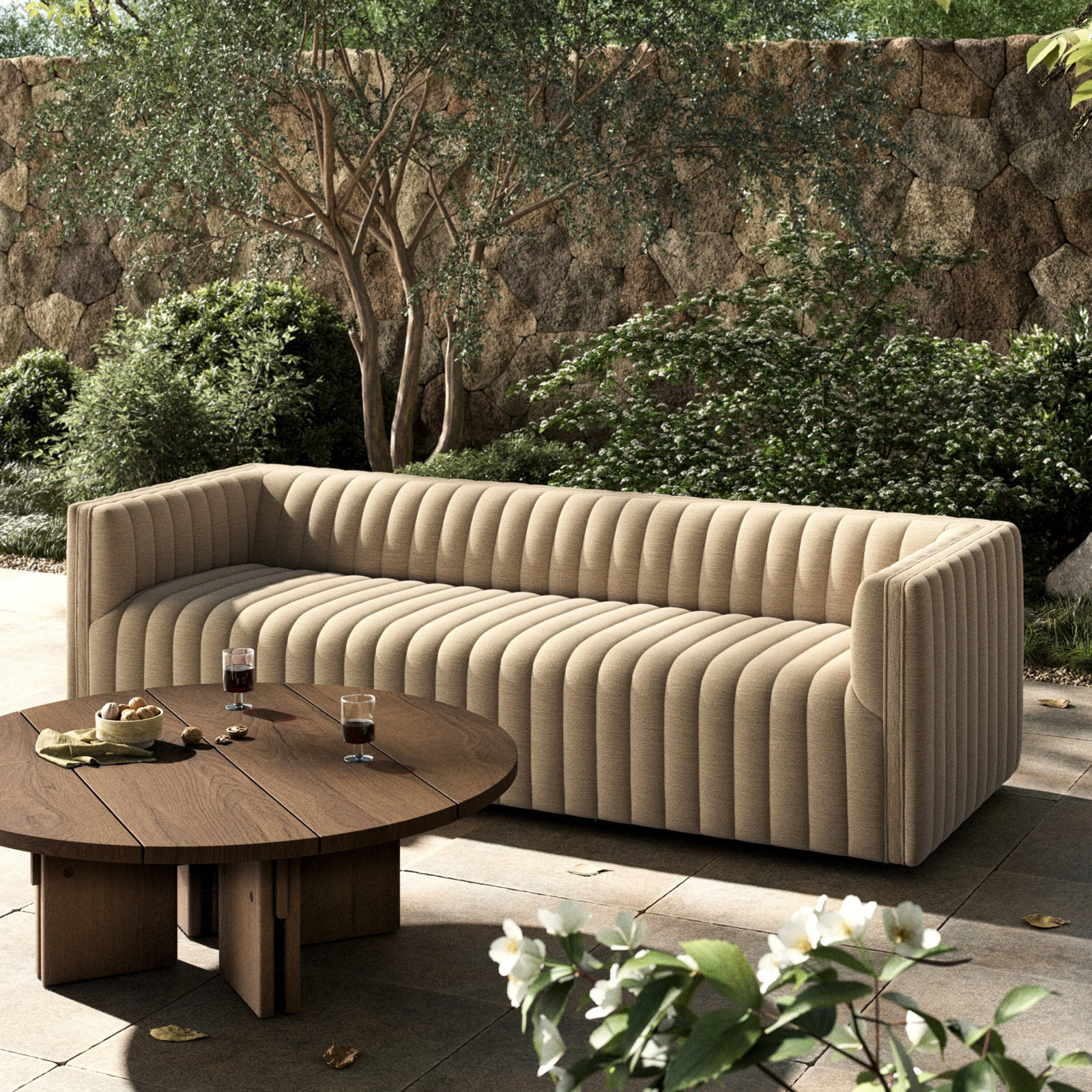 Brandt 96" Outdoor Sofa, Cream