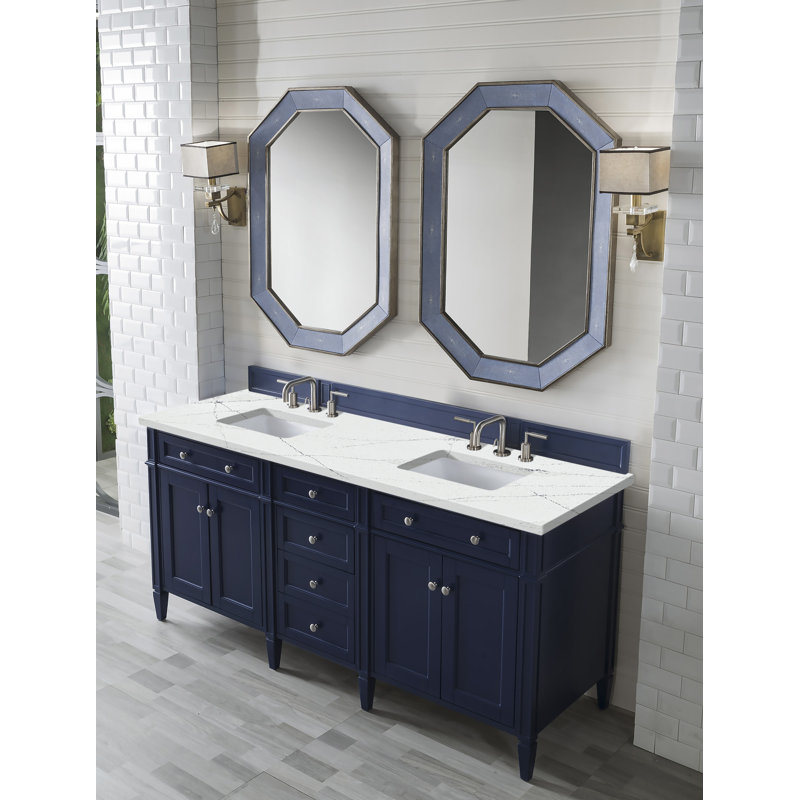 Brittany 72" W Double Vanity, Ethereal Noctis, Victory Blue, 8" Widespread