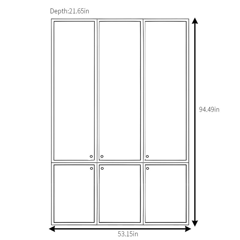 Garde-robe élégante et simple, H 94,49 po x l 53,15 po x P 21,65 po