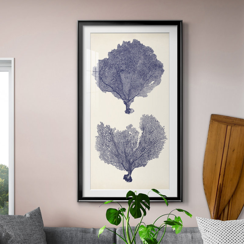 Indigo Seafans II - reproduction d'art sur toile, H 14,5 po x l 26,5 po x P 1,5 po, Noir