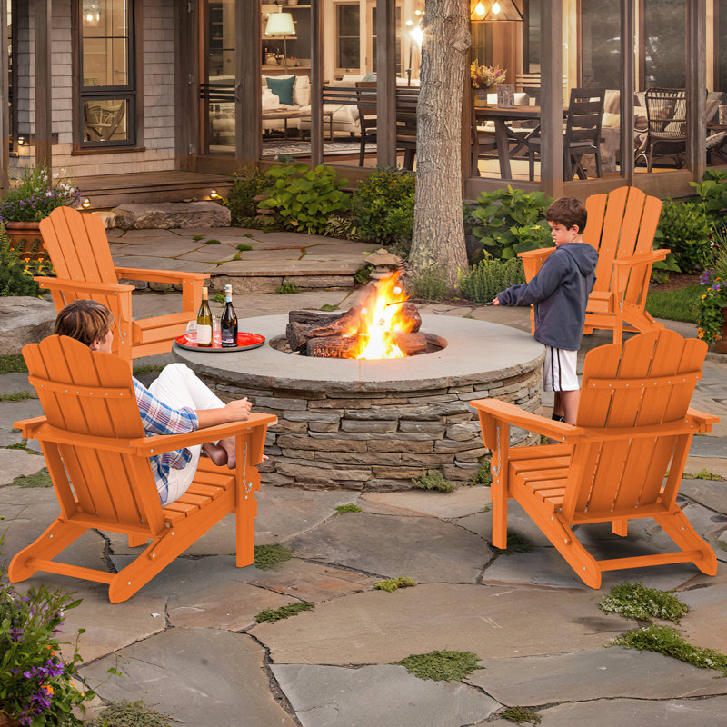 Wolak Foldable Outdoor Adirondack Chair, Orange