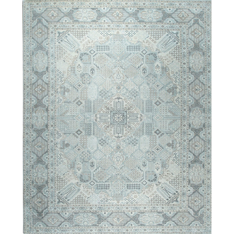 Green Hand-Knotted Wool Faded Elegance Classic Traditional Modern Contemporary Carpet Rug, 4' x 6'