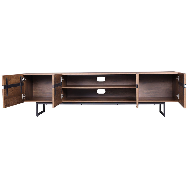Ensemble de table de salon moderne 3 pièces Aadam, meuble télé de 113 pouces avec armoire de rangement et tables de bout avec 2 tiroirs, console télé et centre de divertissement pour le salon