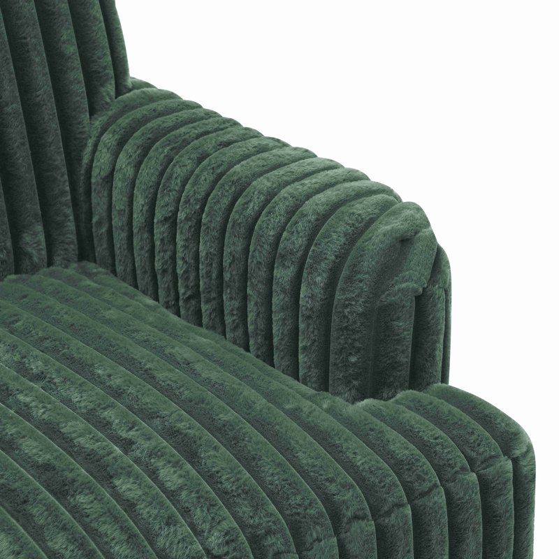 Chaise d'appoint moderne avec velours côtelé large de 3,5 cm de largeur, pieds en bois massif de 9 po et fauteuil rembourré confortable