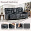 Canapé inclinable manuel moderne en microfibre avec console centrale et porte-gobelets-1053209958