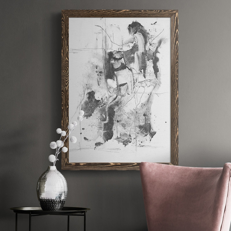 Stonington Graphite Abstract I, reproduction d'art sur toile, Noyer, H 43,5 po x l 31,5 po x P 1 po