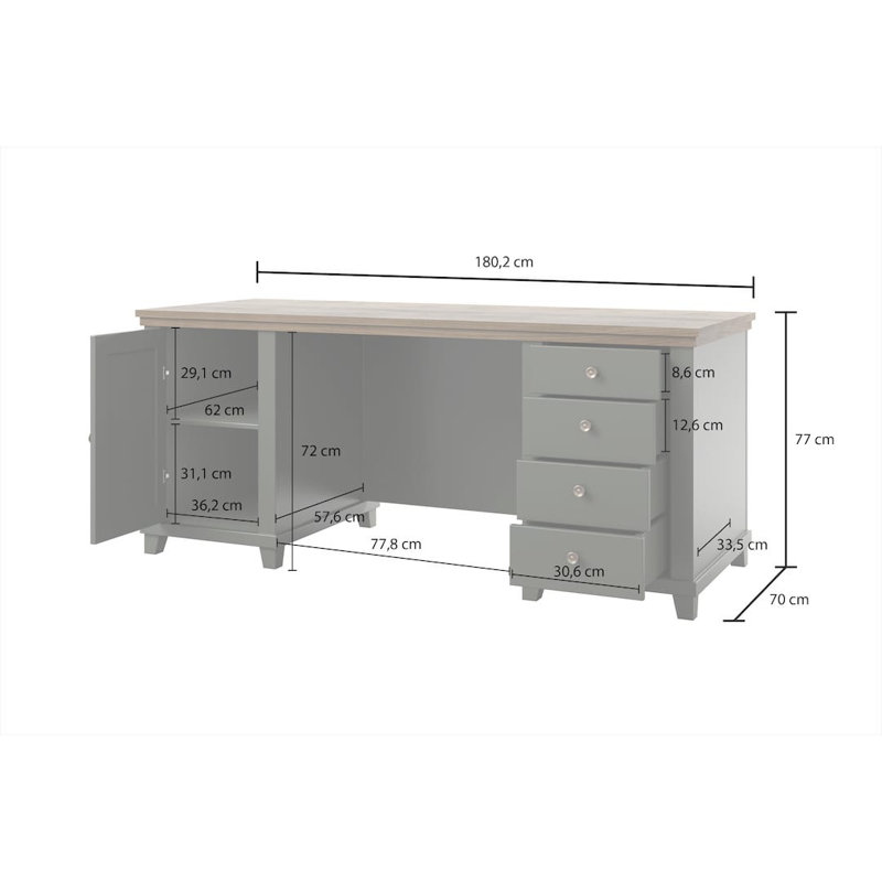 180Cm W Rectangular Writing Desk