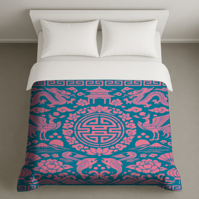 Housses de couette à motifs chinois roses