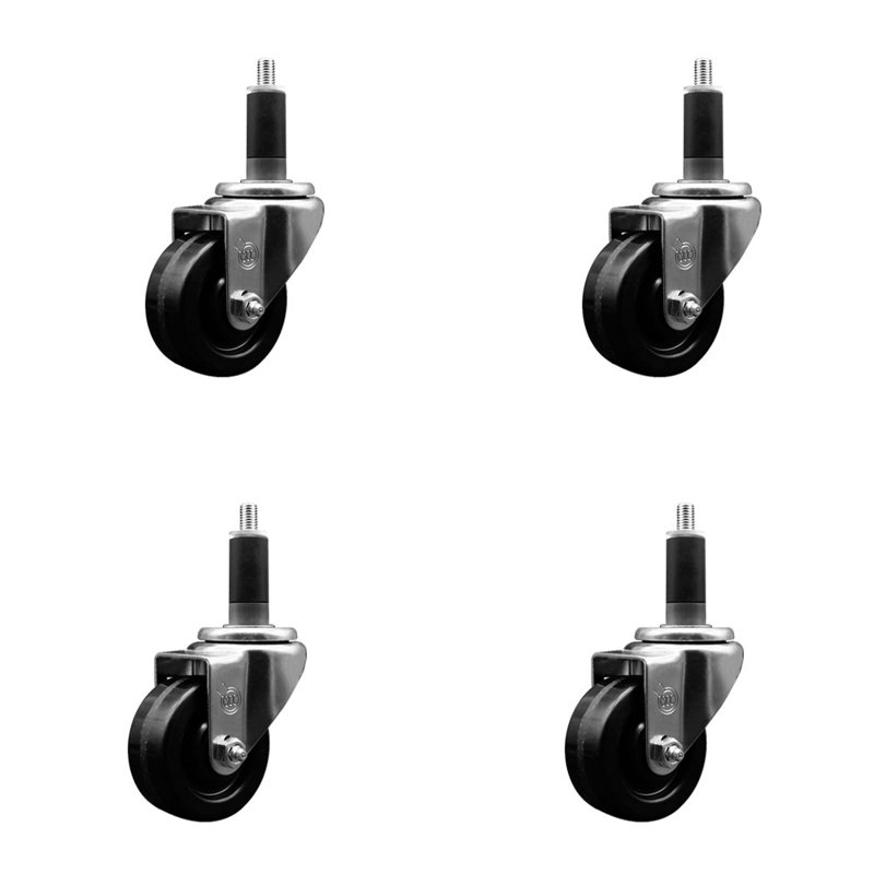 Ensemble de roulettes extensibles pivotantes à roue Phenolique SCC NB 3 po x 1-1 / 8 po