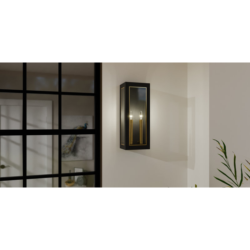 Hannis 2-Light Matte Black Outdoor Wall Lantern, 19" H x 7.5" W x 5.5" D