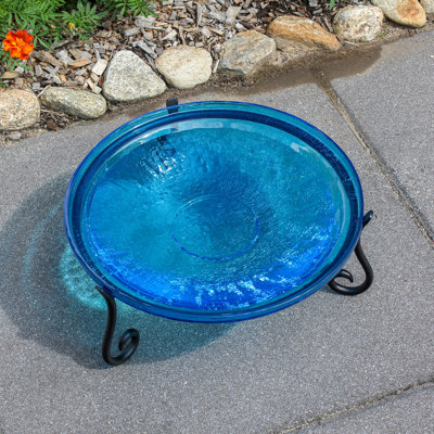 14 Inch Crackle Birdbath with Short Stand II