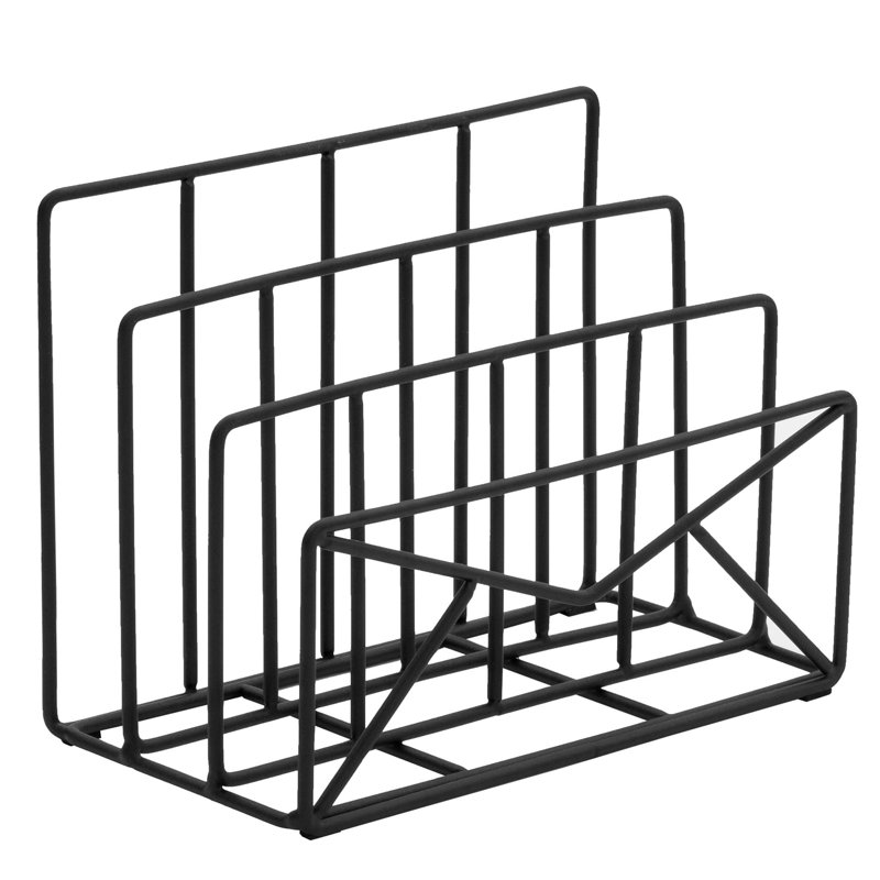 Leondre Metal 3 Slot Wire Desk Organiser, Black