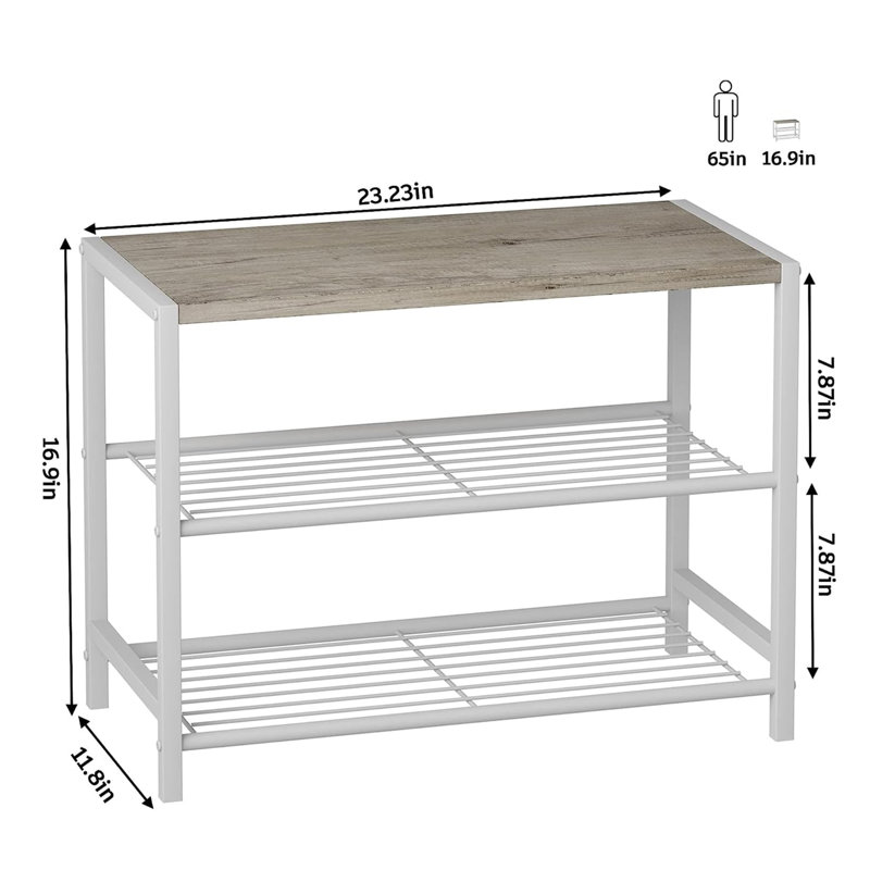 9 Pair Shoe Rack, Natural/White