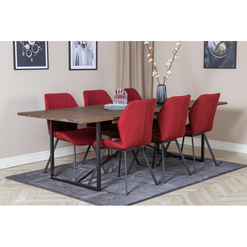 Cepero 6 - Person Dining Set, Red