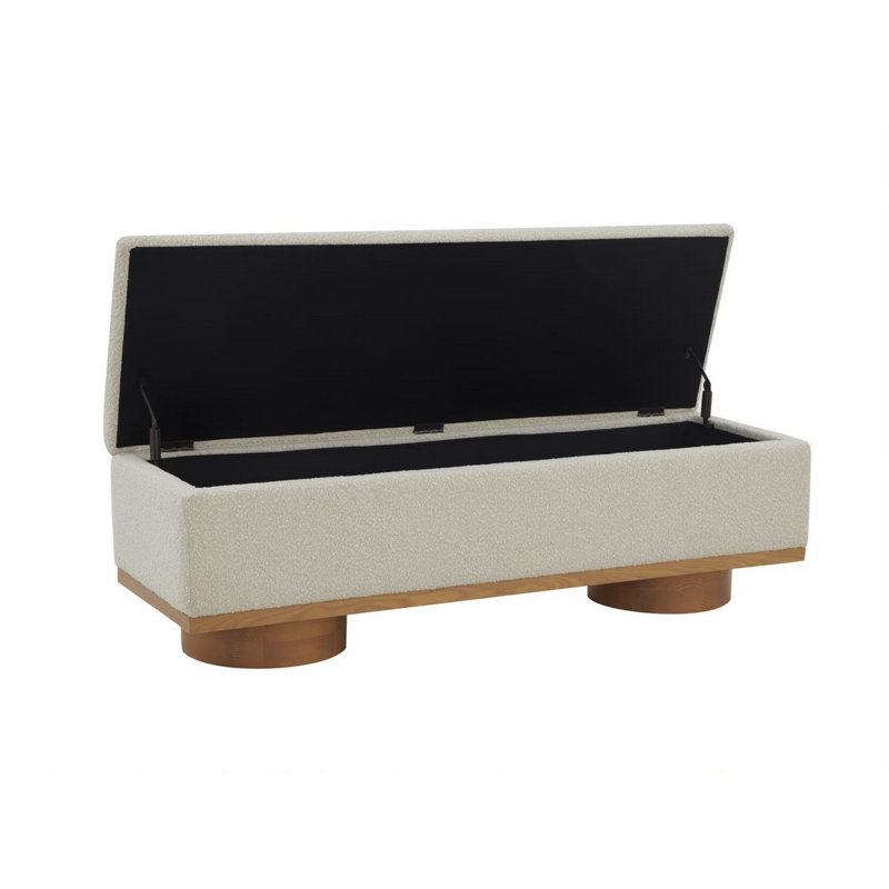 Banc de rangement rabattable, Crème Boucle, Naturel