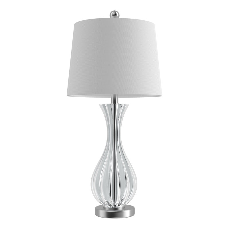 Ursuline 25.5'' Bedside Table Lamp Set with Metal Base, White