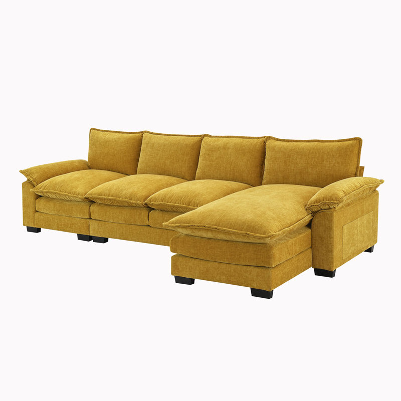 Canapé modulaire 3 pièces rembourré, Chenille gingembre