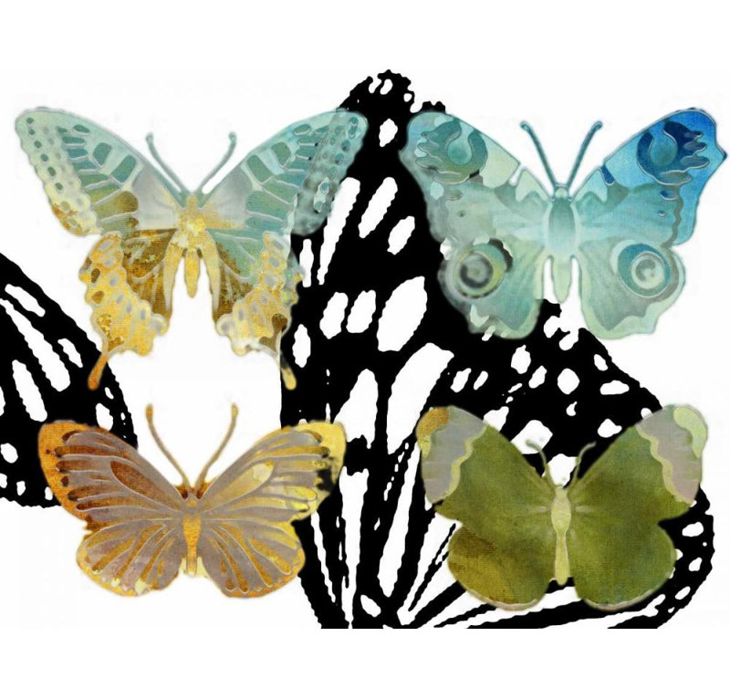 Art sur toile tendue, August Grove Jasper, Sisa Gallery, Layered Butterflies IV, H 19 po x l 24 po