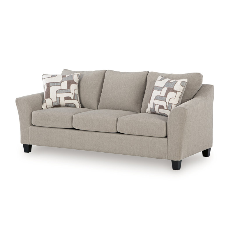 Canapé-lit grand format Wécy, matelas en mousse viscoélastique, polyester taupe 92 pouces