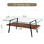 Table basse rectangulaire avec plateau en verre trempé transparent et pieds en métal noir pour le salon, d'une longueur de 38,58 pouces-129745165-129745169