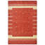 Hand Knotted Wool Striped Area Rug in Red/Beige-597684501