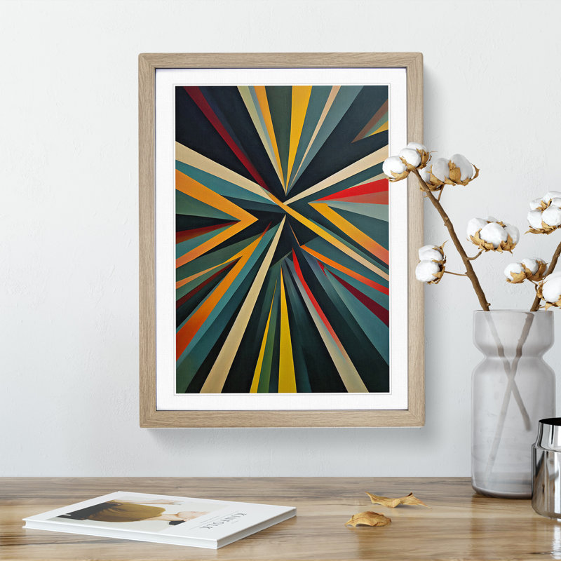 Powerful Abstract Art - Wall Art, 48cm H x 36cm W, Oak Framed, White