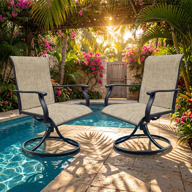 Ensemble de chaises de patio berçantes pivotantes l 29 po x P 23 po x H 39 po Burwell (ensemble de 2)