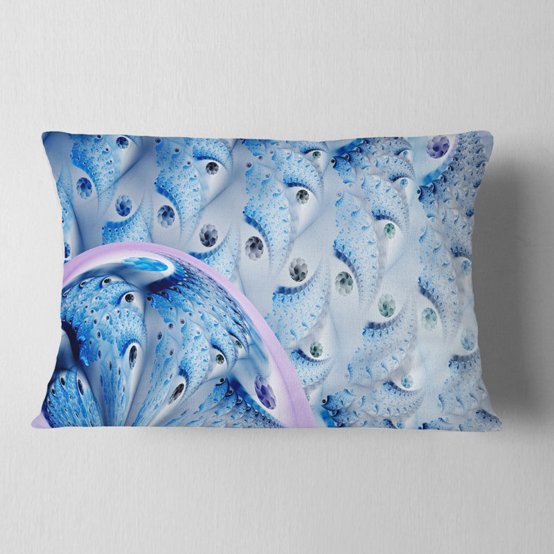 Coussin lombaire floral fractal Abstract, Bleu / mauve