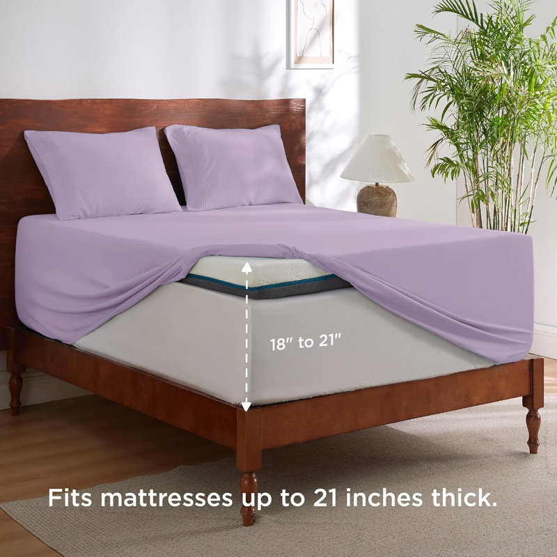 Bedsure Deep Pocket Sheet Set - Fits Mattresses Up to 21 Inches Thick -  GentleSoft Bed Sheet set, Moisture Wicking, Soft & Cooling Bed Sheet & Pillowcases, Easy & Secure Fit