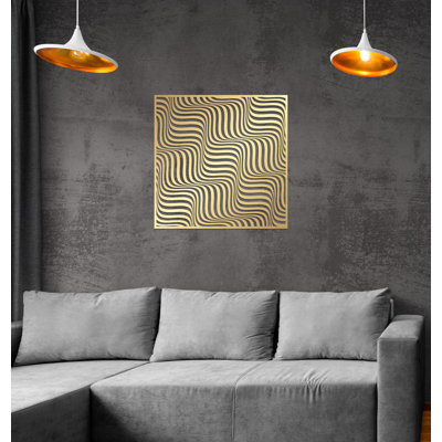 Décoration murale abstraite en métal, vagues infinies Art déco contemporain pour un nouveau cadeau de maison ou de bureau
