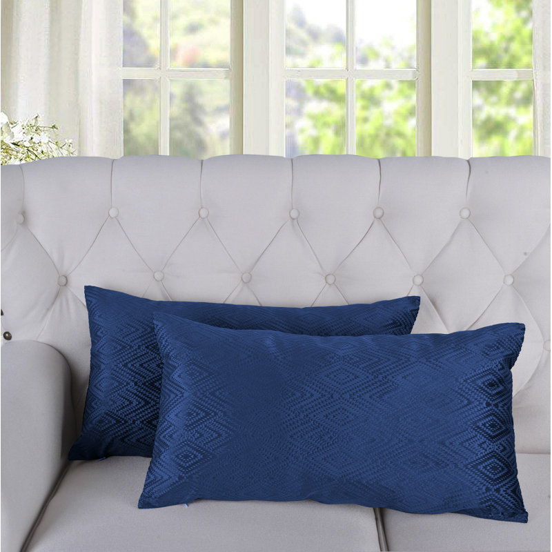 Ikat Velvet Rectangular Pillow Cover, Blue