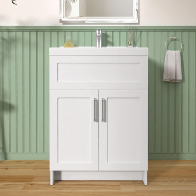 Armoire de meuble-lavabo 24 po à double porte autoportante pour petites salles de bain et salles d'eau