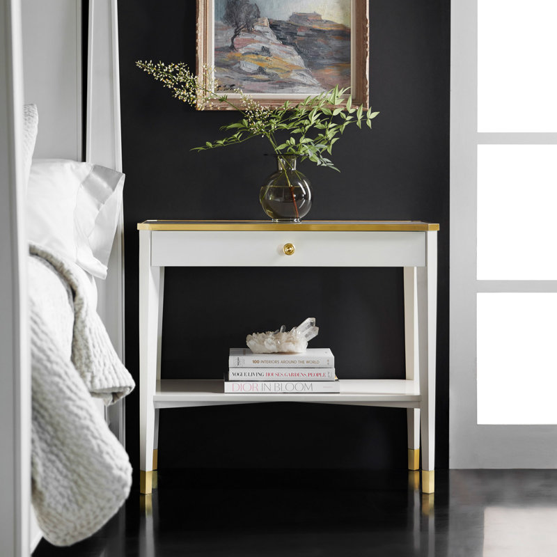 Modern History 1 - Drawer Nightstand, White/Gold