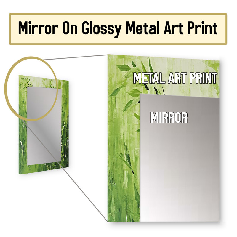 Kitchen Fennel Herbs Fantasy 3 - Herbs Unique Wall Mirror, Traditional Mirror, Printed Metal Art, 32" x 24"