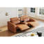 Cuir brun modulaire 3 avec 2 porte-gobelets et fauteuil inclinable électrique, canapé modulaire confortable pour le salon, petits espaces de conception moderne, éponge haute respirante, conception de rangement intégré,-2119629208-2119629211