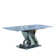 Luxury Rectangle Dining Table - Durable Stone Surface with Artistic Steel Legs