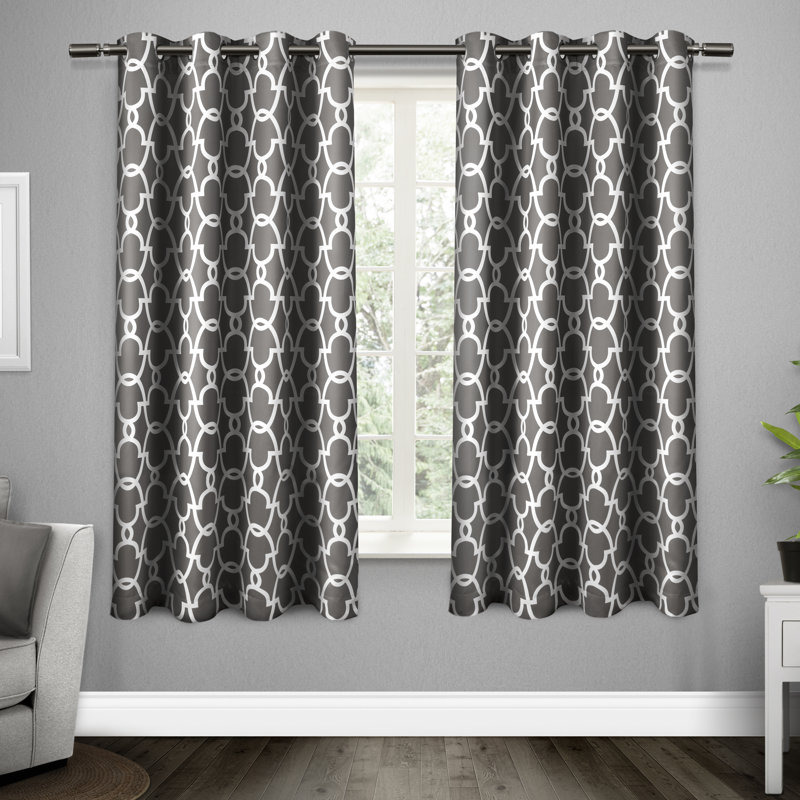 Andish 100% Polyester Room Darkening Curtain Pair, Black Pearl, 52" W x 63" L